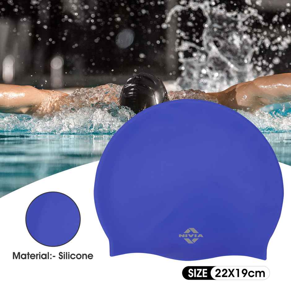 Nivia Classic Silicone AduLiter Swimming Cap - Royal Blue