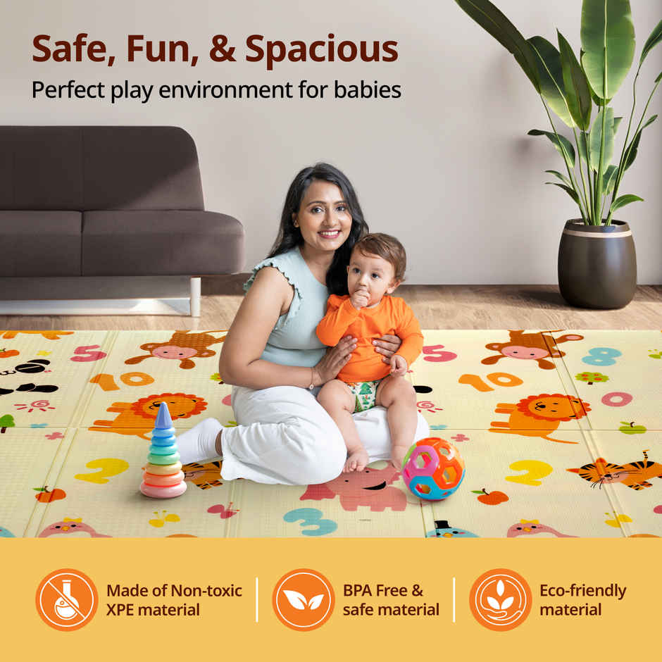 LuvLap Jungle Time Double Sided Water Proof Baby Floor Mat Multicolor