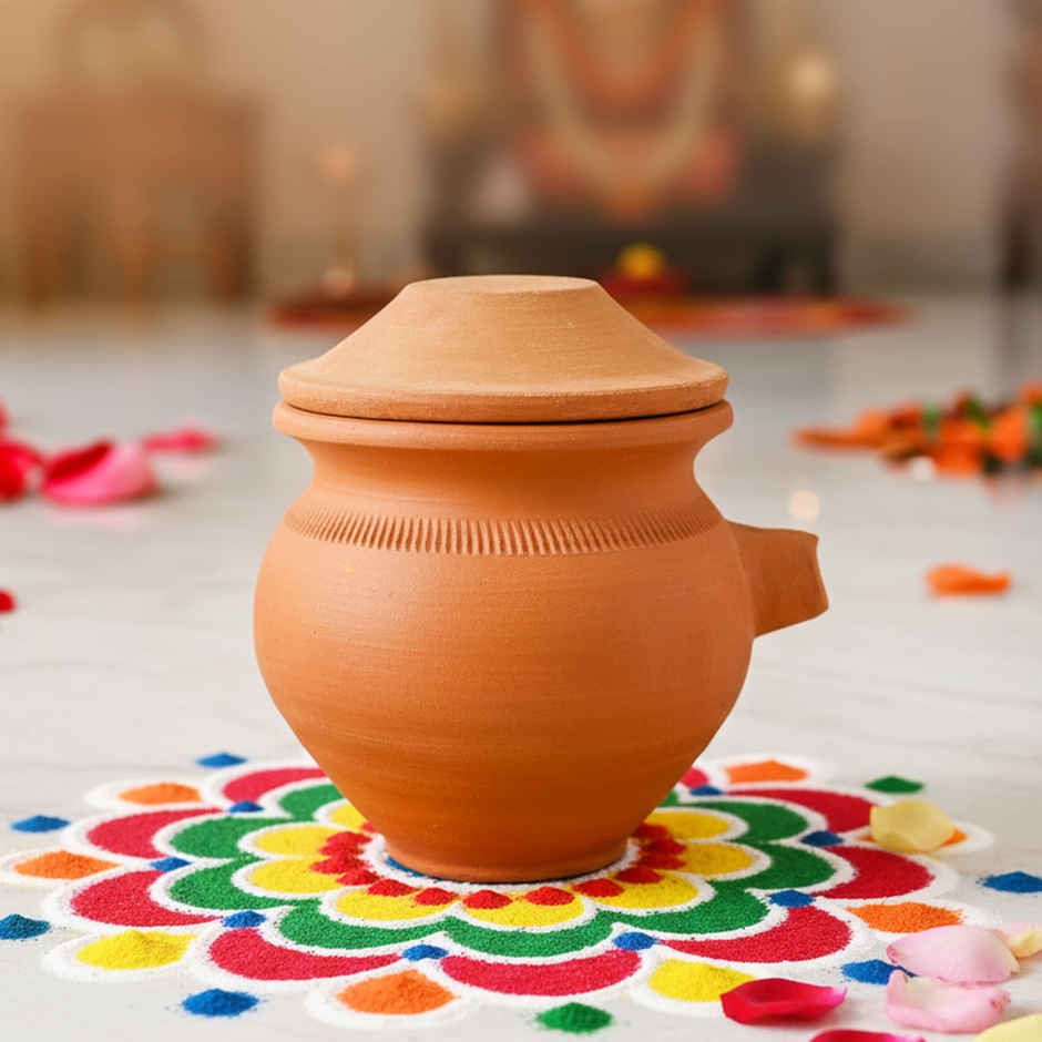 Karva Matka with Nozzle Terracotta | 10 x 10 cm | Traditional Pooja Pot | Cycle