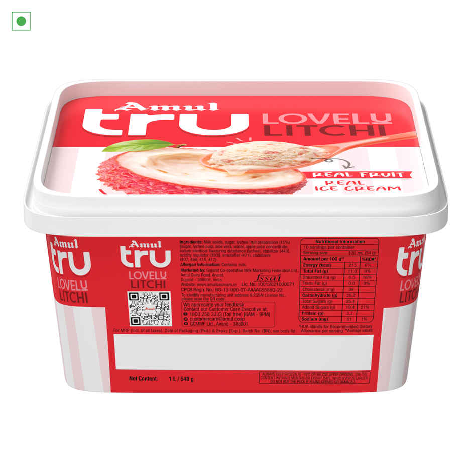 Amul Tru Lovely Litchi Ice Cream Tub