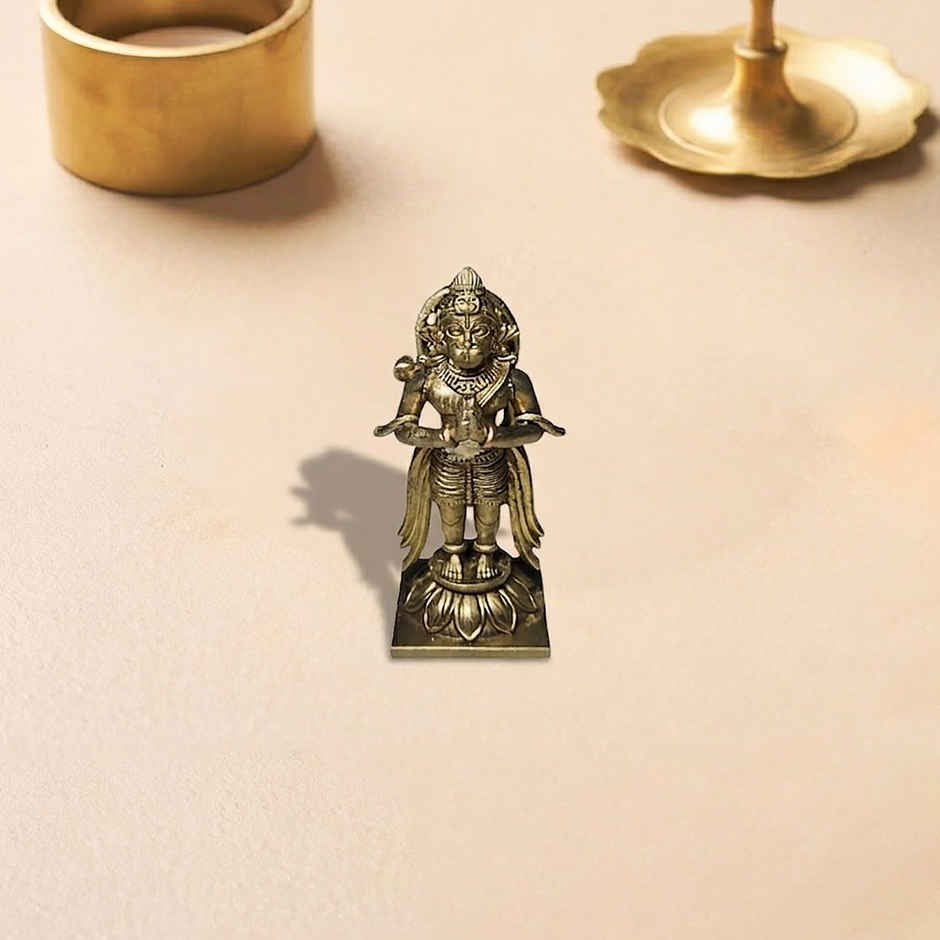 Brass Hanuman Standing Statue 2 Inch | Svasti