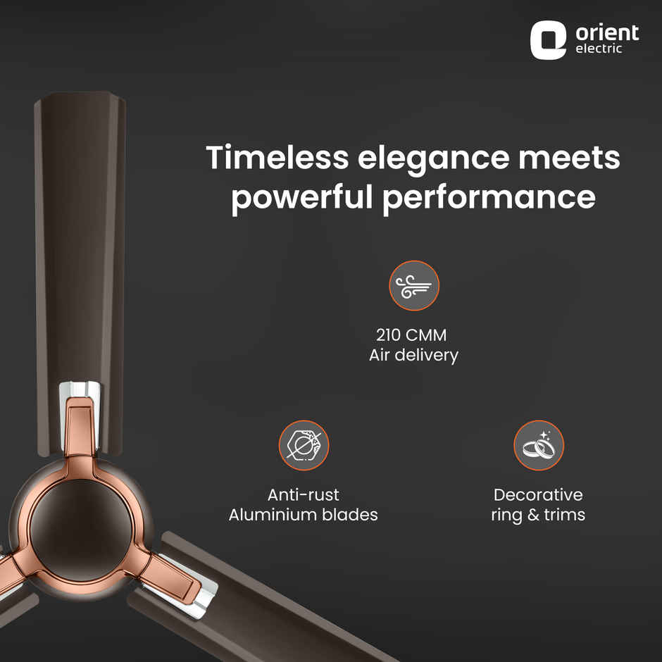 Orient Electric Apex Prime Ceiling Fan, 1200mm,BEE Star Rated,Anti-Rust & Long-lasting,Smoke Brown