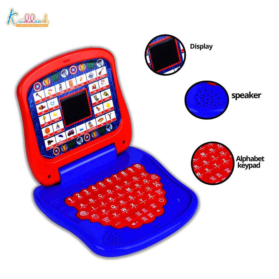 Kriiddaank Avengers Theme Educational Laptop with Screen, LED Display and Music Effects for kids