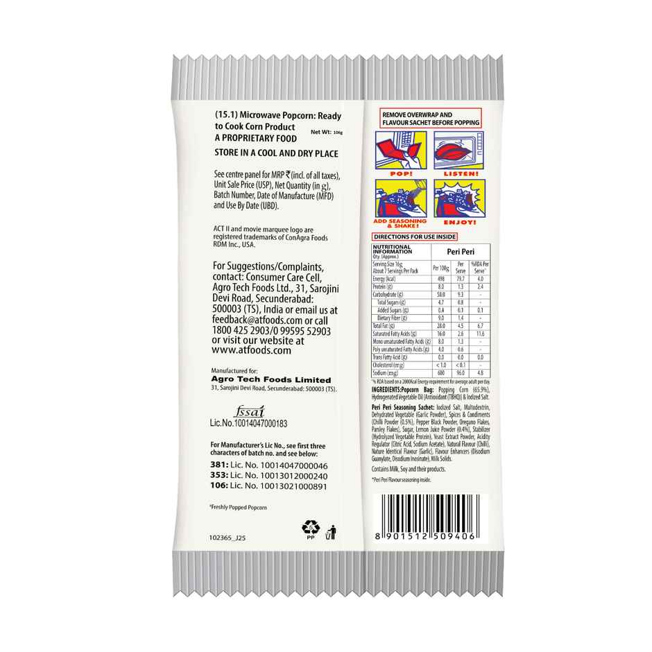 ACT II Microwave Popcorn - Peri Peri, Hot & Fresh in 3 mins