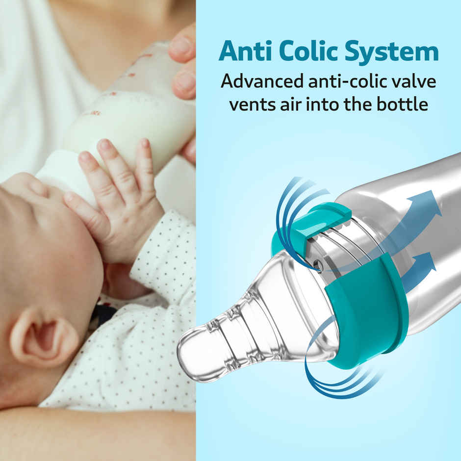 LuvLap Anti-Colic Slim/Regular Neck Essential Baby Feedding Bottle, 250ml, upto 3m+, BPA Free