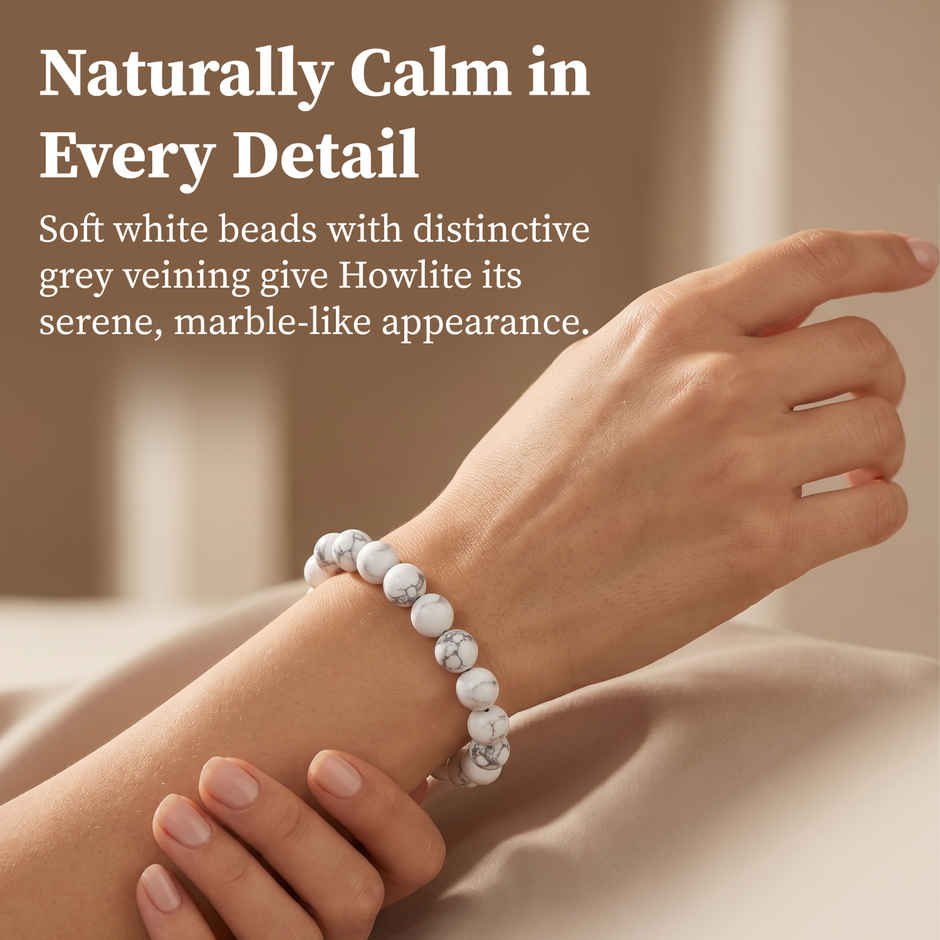 Mind and Soul Howlite Bracelet for Calmness & Better Sleep | Natural Gemstones | Pack of 1 | Cycle