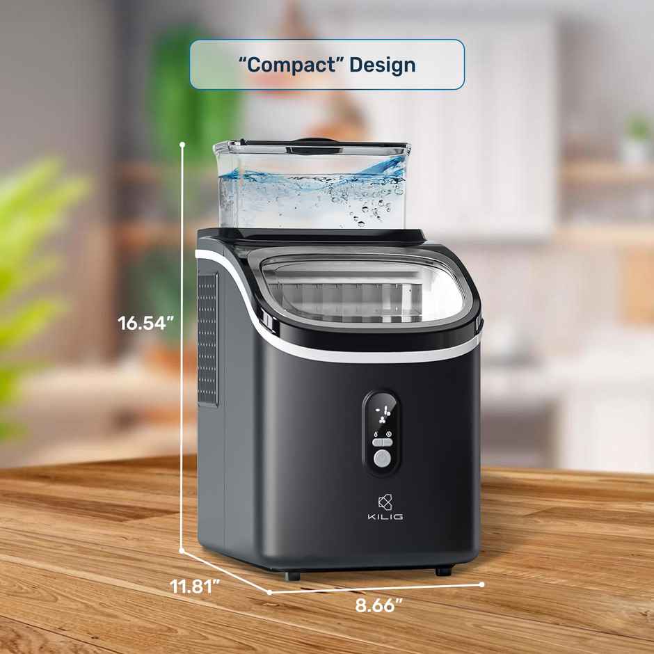 Kilig S01M Countertop Instant Clear Ice Maker Machine 16Pcs/12-20mins | 2 L Tank | 15Kg/Day | Black
