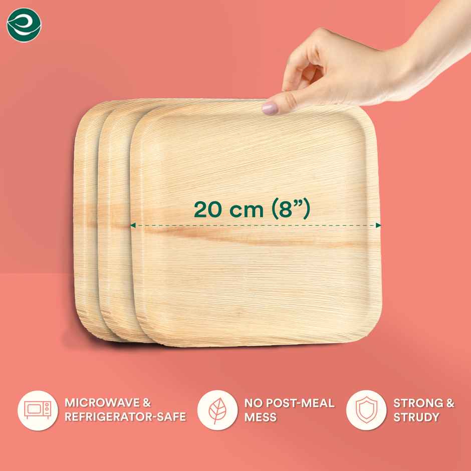 Palm Leaf Plate | Square | 8 inch | 10 Count | Eco Soul