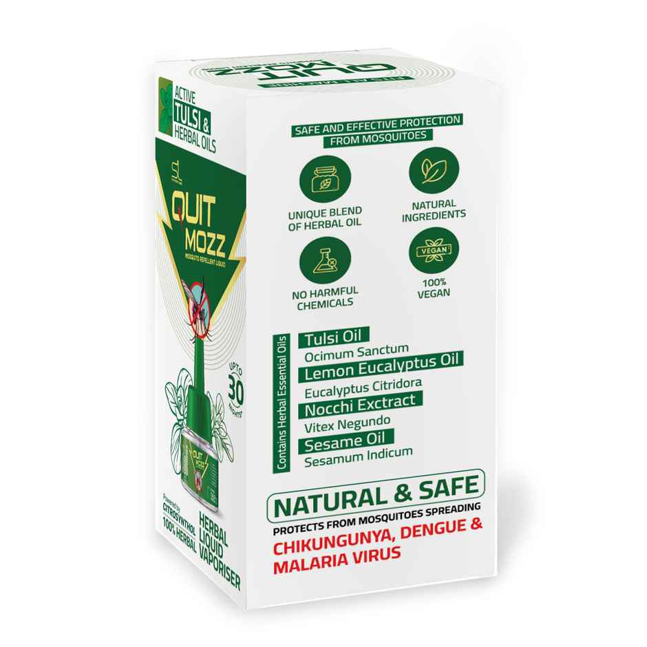 Quitmozz Tulsi And Herbal Oils Liquid Vaporiser Mosquito Repellent
