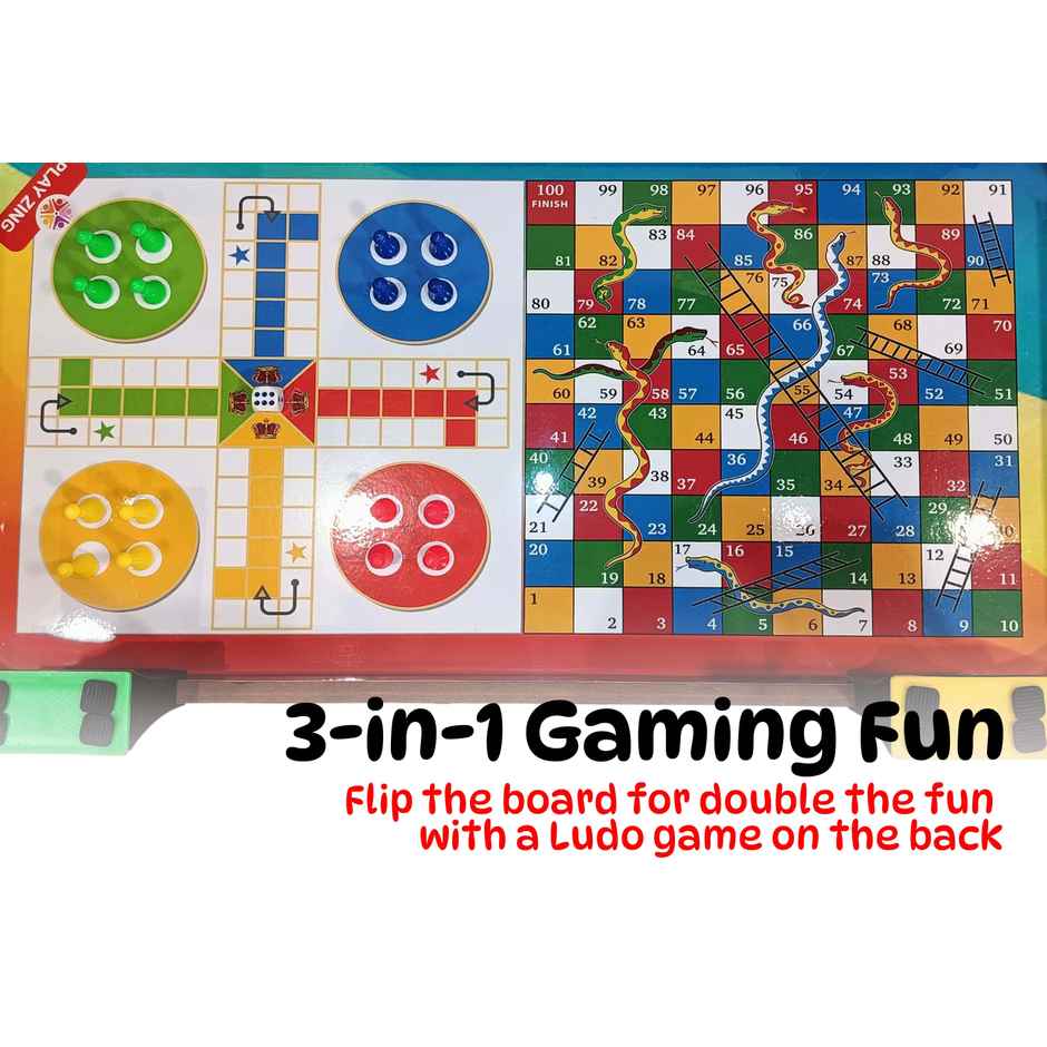 Kidsmate 3-in-1 Foosball Table with Ludo & Snakes-Ladders - Full Size - Multicolor
