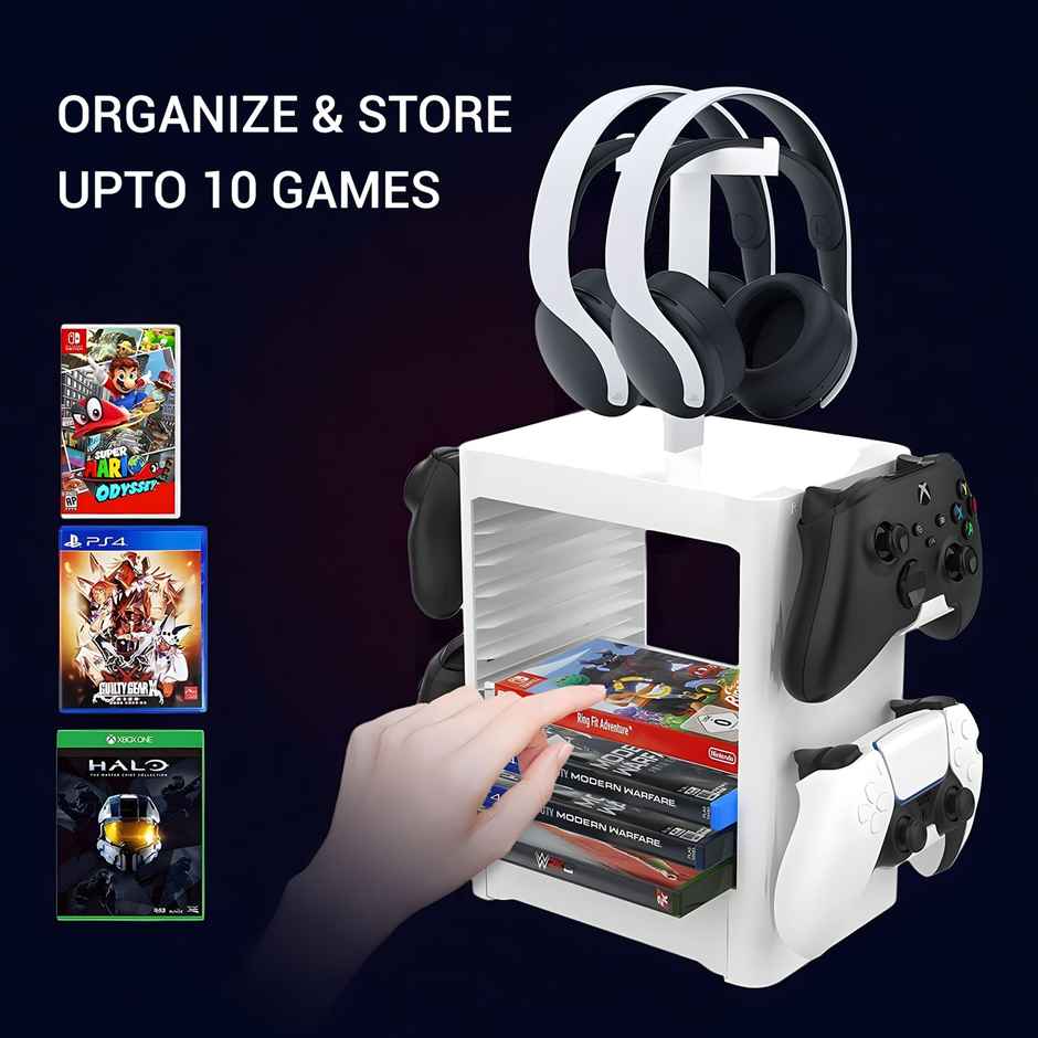 Ant Esports Game Disc Storage Tower | Controller Holder Headset Stand | Nintendo Switch | Black