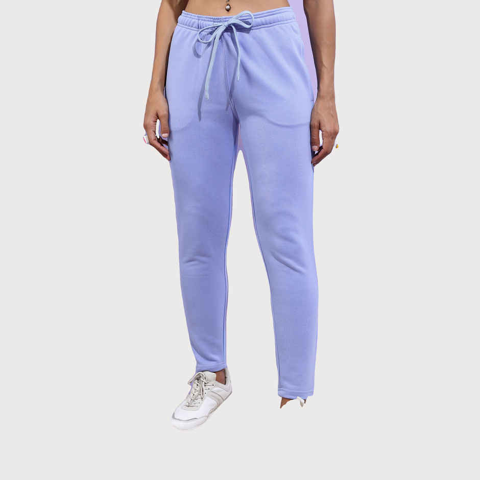 Tokyo Talkies Women's Solid Polyester Slim Fit Track Pants | Blue - 30