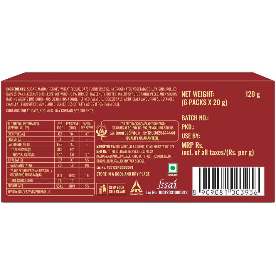 Oats & Hazelnut Cookies Crafted with Turkish Hazelnuts by Sunfeast Baked Creations