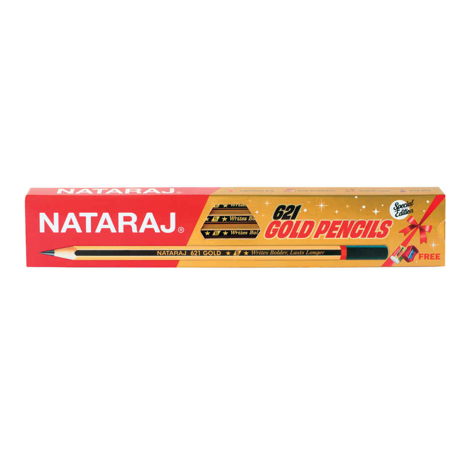 Nataraj 621 Special Edition Gold Pencils | Ergonomic Grip | Easy to Sharpen & Erase | Bold Lead