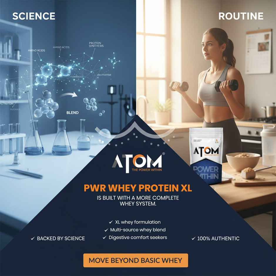AS-IT-IS ATOM PWR Whey XL Protein Powder with DigeZyme 1kg | Double Rich Chocolate