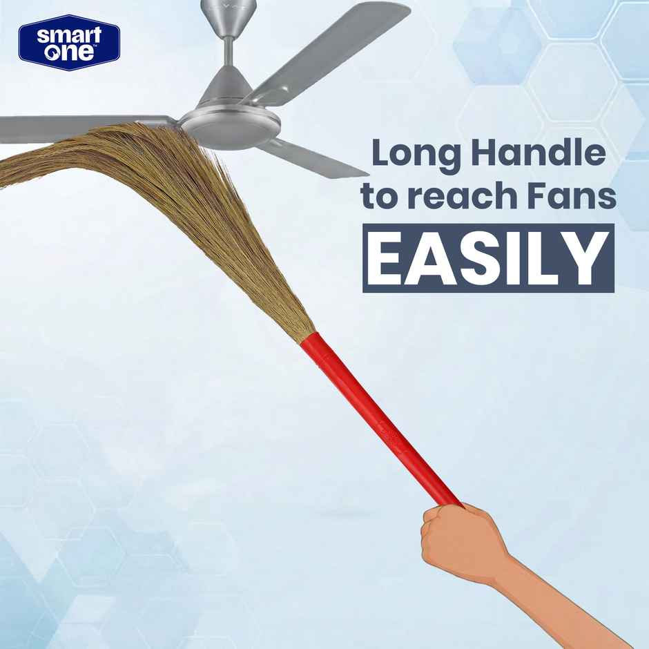 Smart One-Red- Grass Broom, Silchar Grass, 46 Inch length, 425 gm