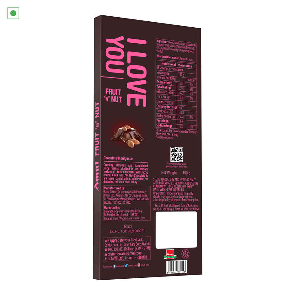 Amul Fruit n Nut Dark Chocolate | I Love U pack