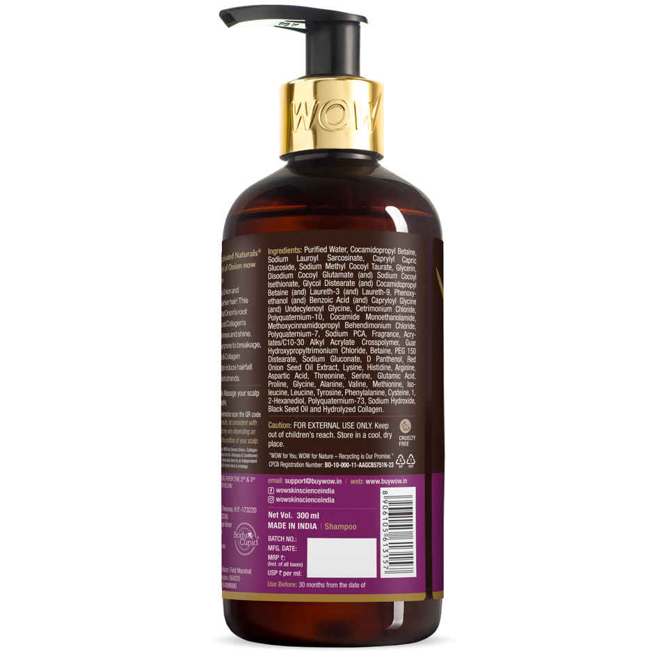 Wow Skin Science Onion + Collagen Anti - Hairfall Shampoo