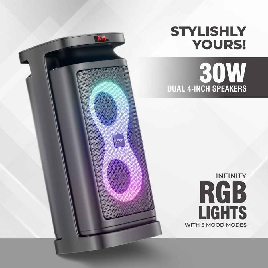 UBON SP-29 Rockstar Wireless Speaker with RGB Lights | Wireless Mic | Deep Bass | 10H Playtime