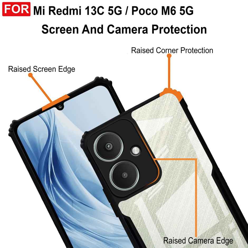 Zapcase Back Cover for MI Redmi 13C 5G | Matte-Black