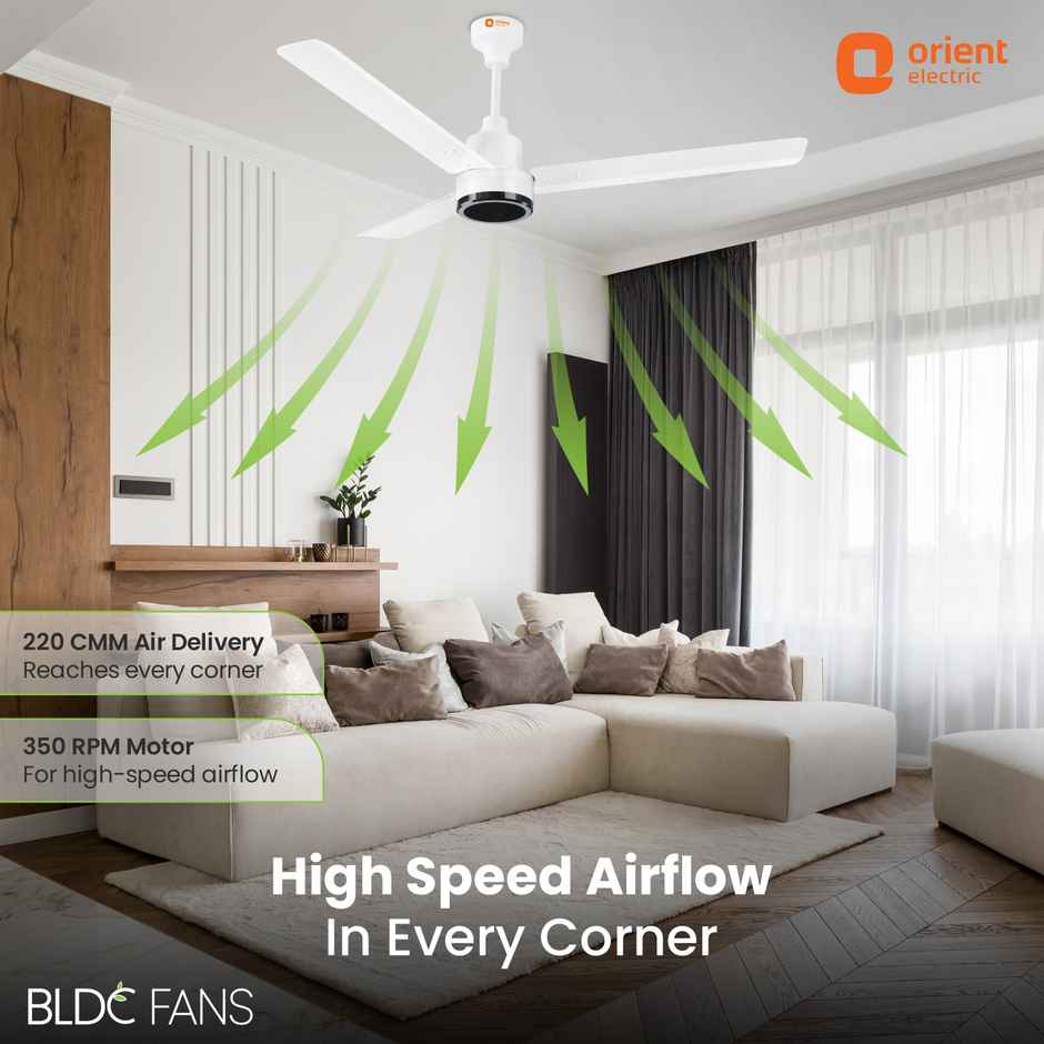 Orient Electric Zeno BLDC Ceiling Fan, 1200mm, Remote Control, BEE 5-star rated , White