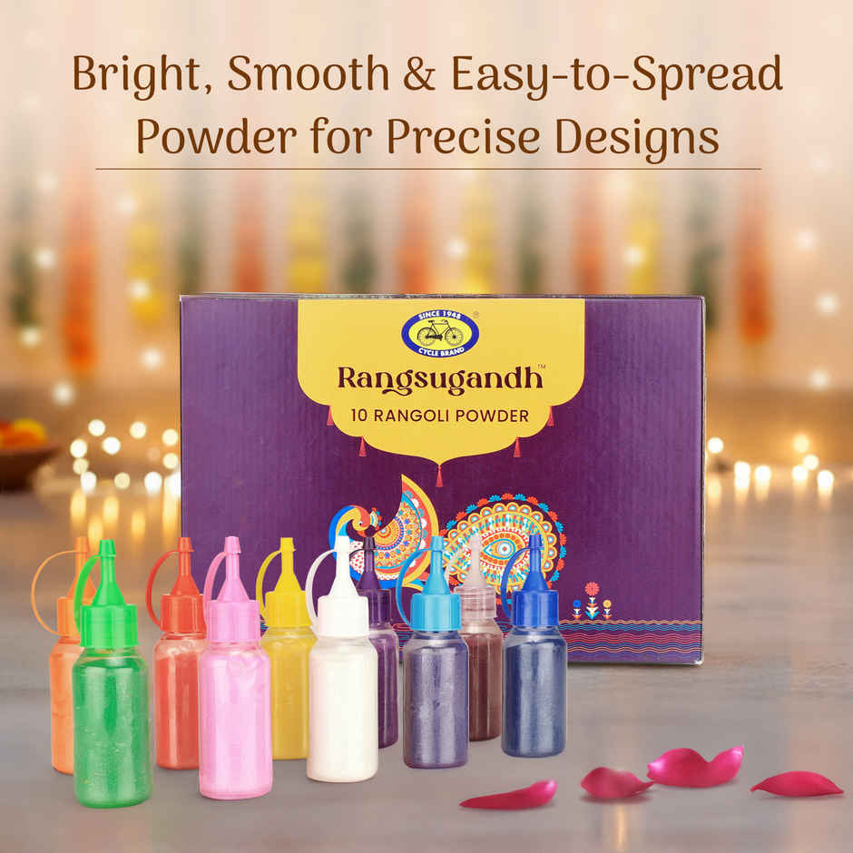 Rangoli Color Box Bottles | For Festivals & Home Decor | Pack Of 10 | Cycle