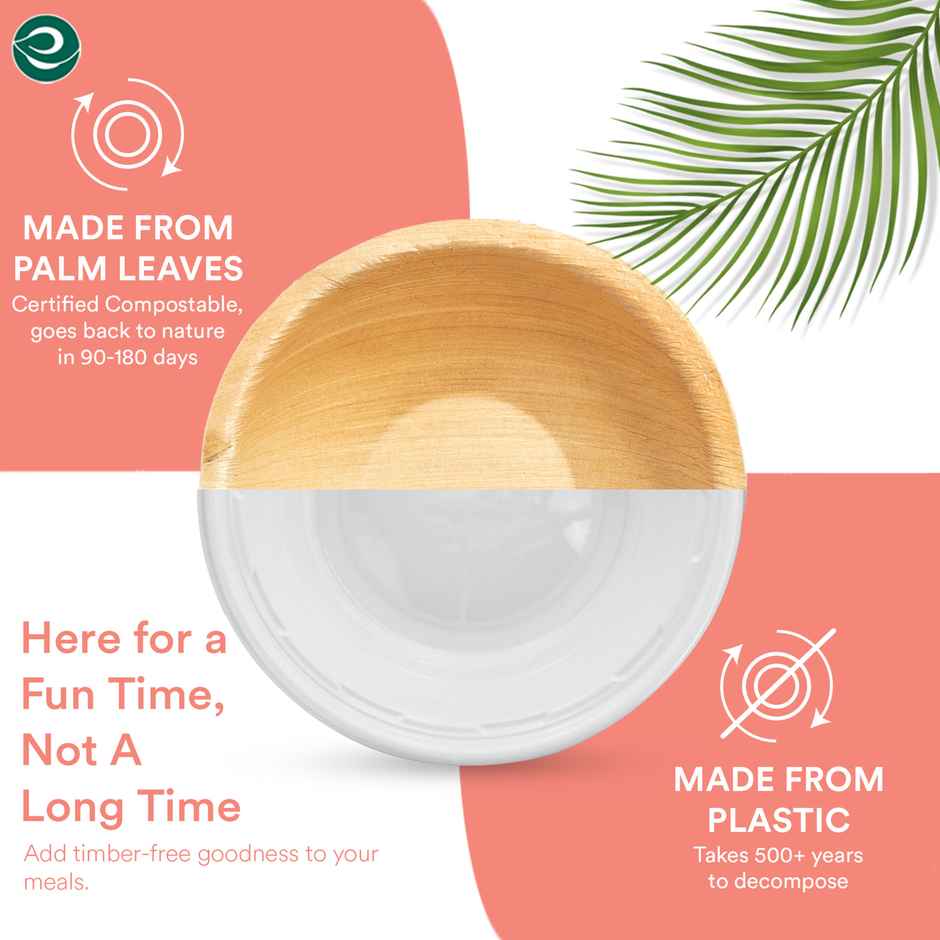 Palm Leaf Bowl | Round | 500 ml | 10 Count | Eco Soul