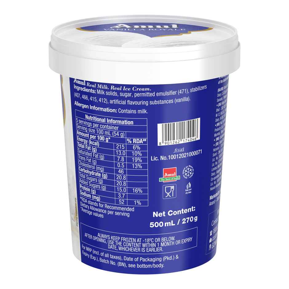 Amul Ice Cream Tub | Vanilla Royale