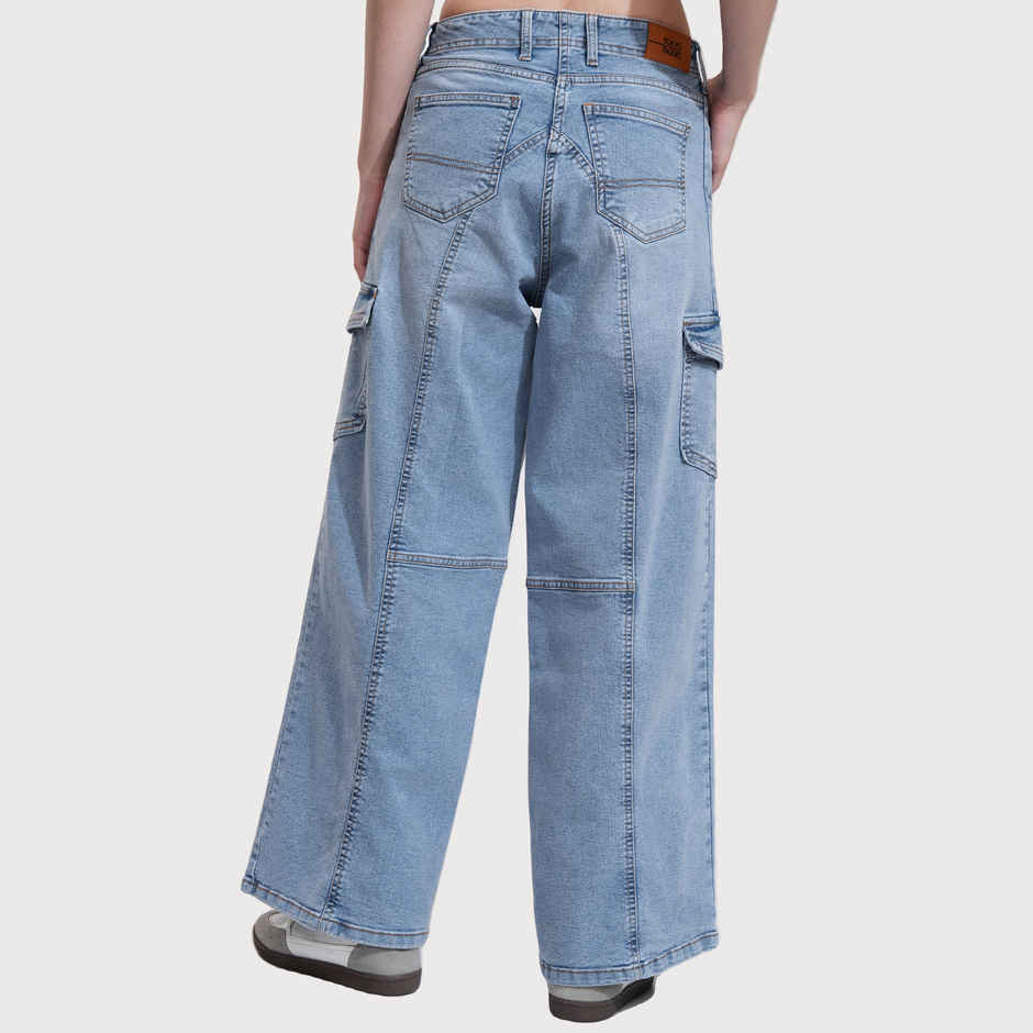 Tokyo Talkies Women's Cargo Jeans | Light Blue - M
