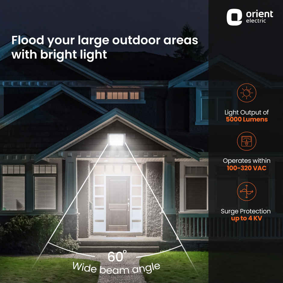 Orient Electric Razor Flood Light 50W|IP65 Waterproof LED Flood Light|Wide Beam Angle|Cool White