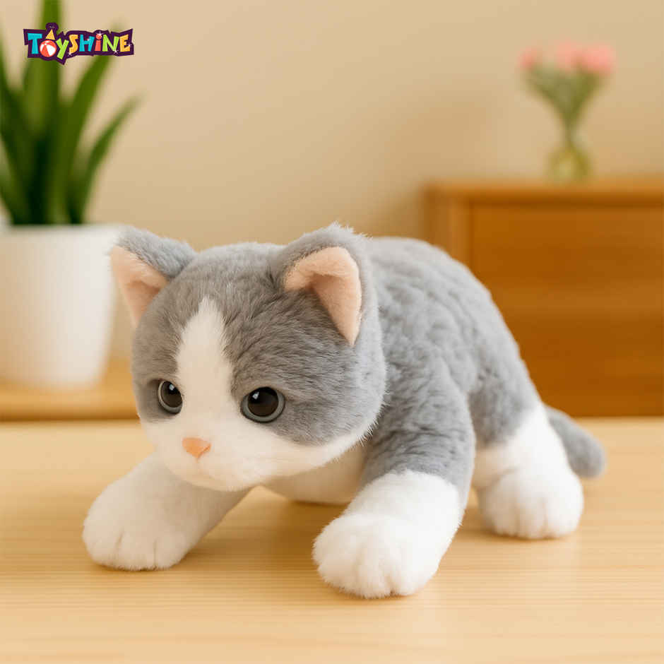 Spanker Cute Kitten Soft Toy Ultra Soft Plush Cat for Kids Grey | 25 cm