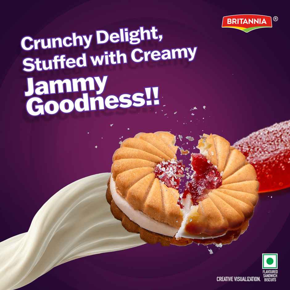 Britannia Treat Jimjam Cream Biscuits(92gms) & Lay'S American Cream & Onion Potato Chips(50gms) Combo