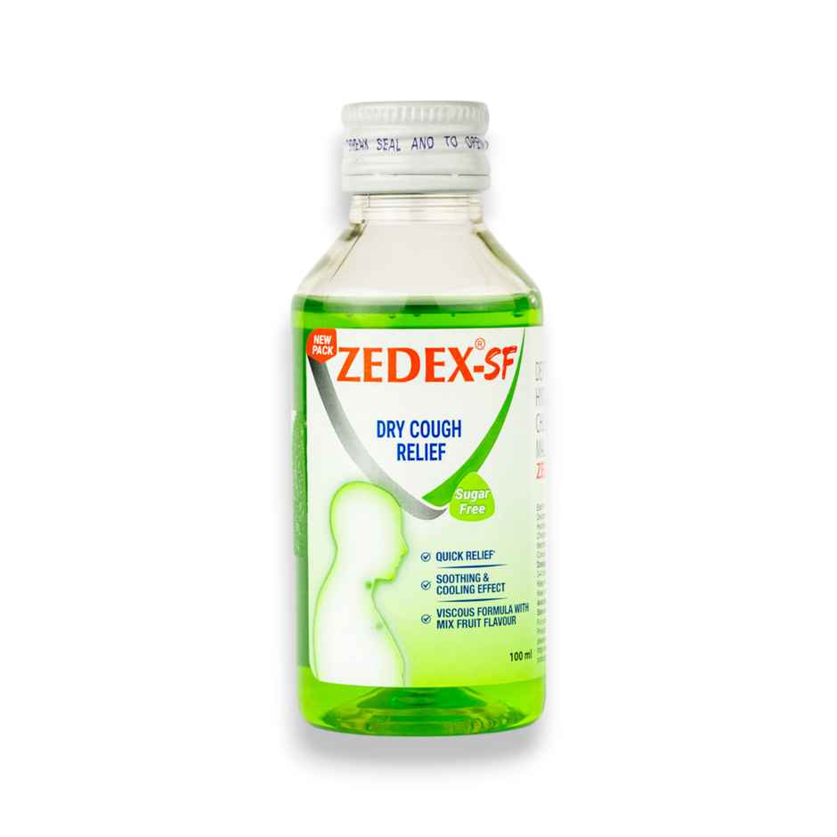 Zedex-SF Mixed Fruit Flavour Sugar Free Dry Cough Syrup 