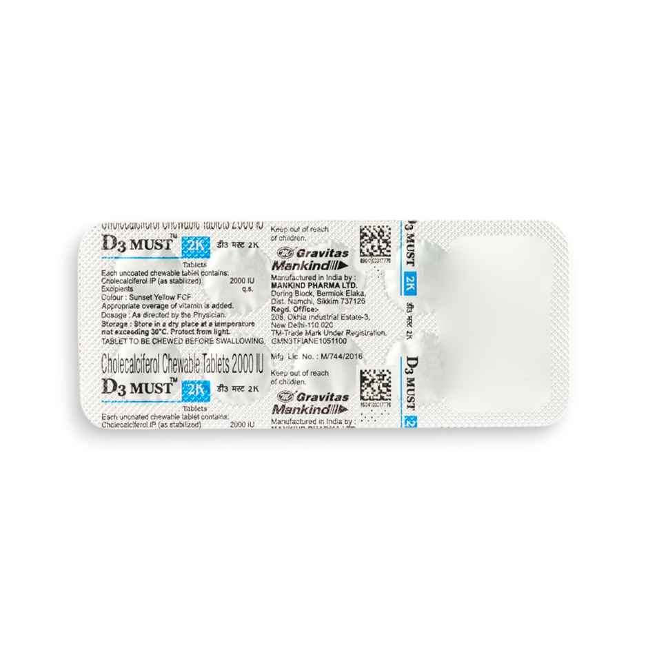 D3 Must 2K Vitamin D3 Chewable Tablet