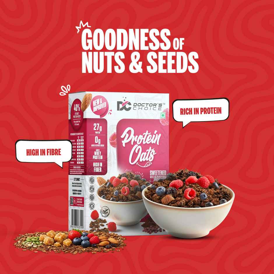 DOCTOR'S Choice Protein Oats, 27g Pure Protein, Jaggery Sweetened, No Additives & Refined Sugar Box