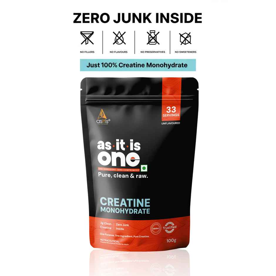 As-It-Is Nutritionconcentrate 80% - Whey Protein (1kg) & As-It-Is Nutrition Pure Creatine Monohydrate For Muscle Building (100g) Combo