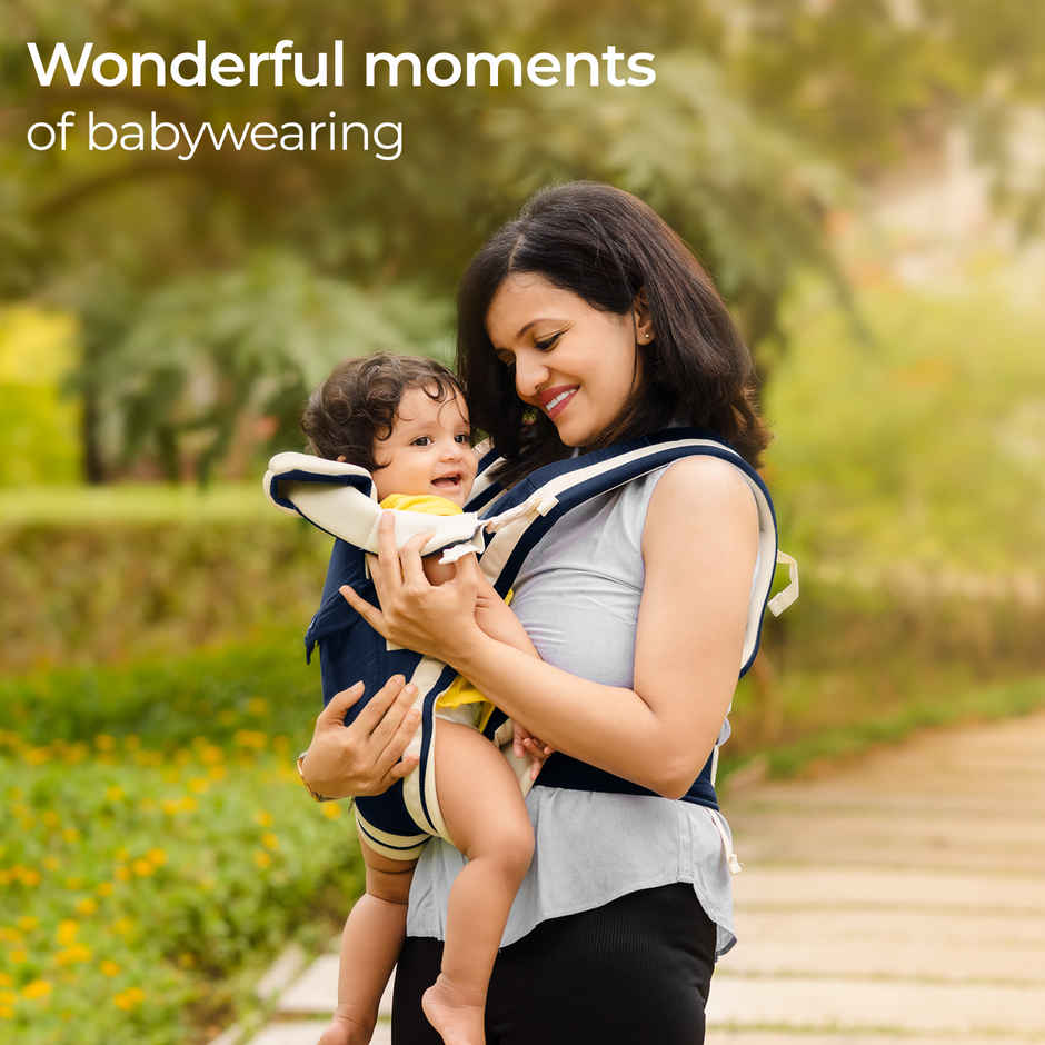 LuvLap Elegant Baby Carrier 4 Carry Positions Cushioned Leg Support Navy Blue