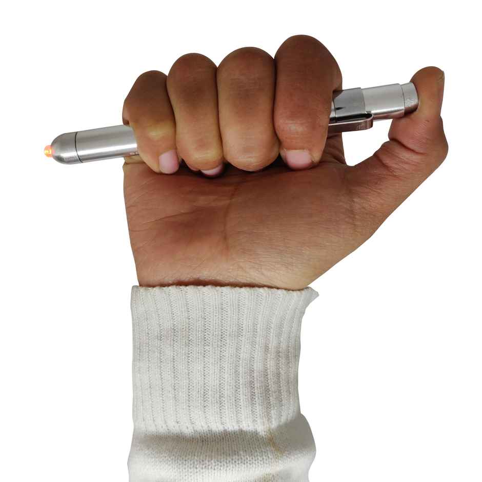 Sahyog Wellness Metal Mini Medical Pocket Pen Torch Having Yellow Light - Silver