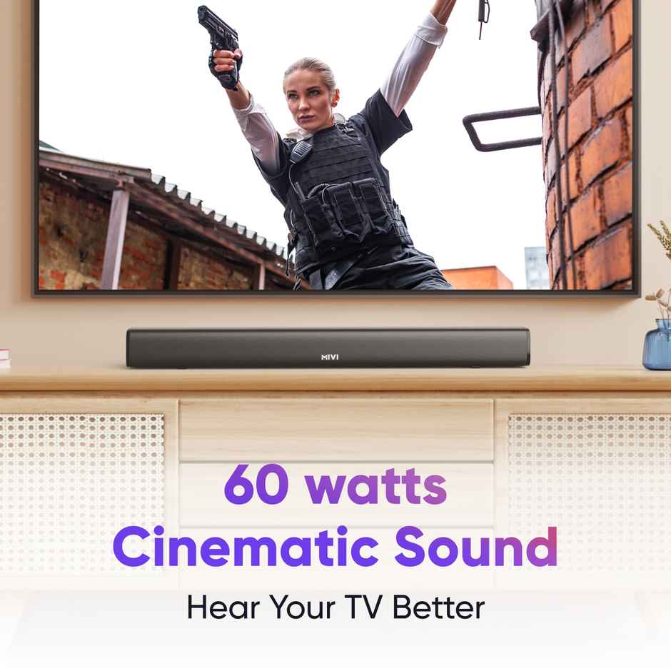 Mivi Fort S60 with 2 inBuilt Subwoofers - 3EQ Modes | 60W Bluetooth Soundbar