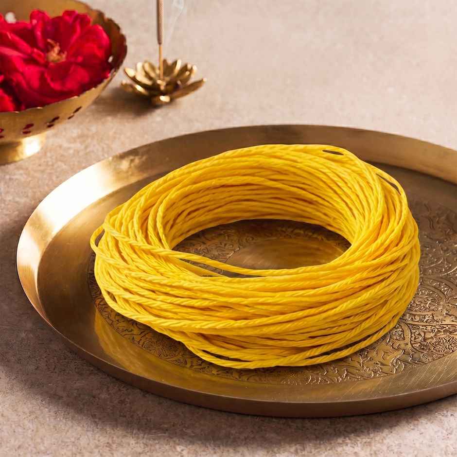 Yellow Pure Cotton Thread (Manjal Charadu / Mauli) | Pooja & Kalash Thread | Traditional & Auspicious | Svasti