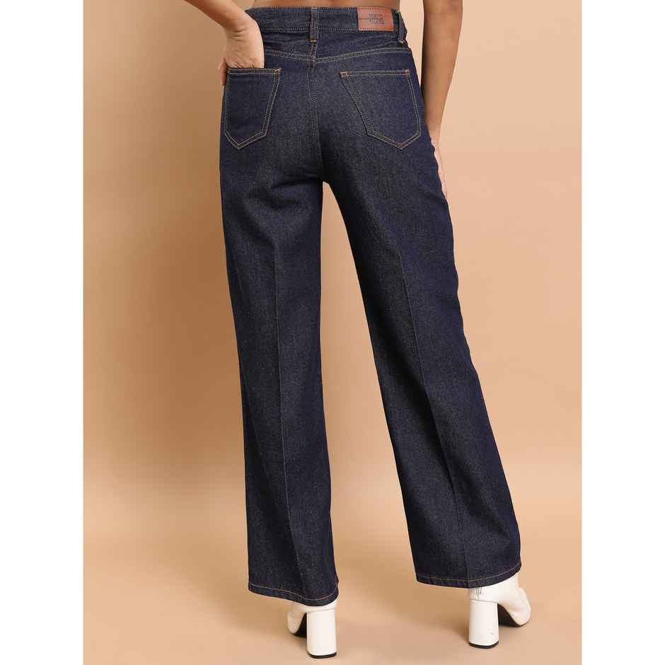 Tokyo Talkies Women's Flared Clean Look Cotton Jeans | Indigo - 28