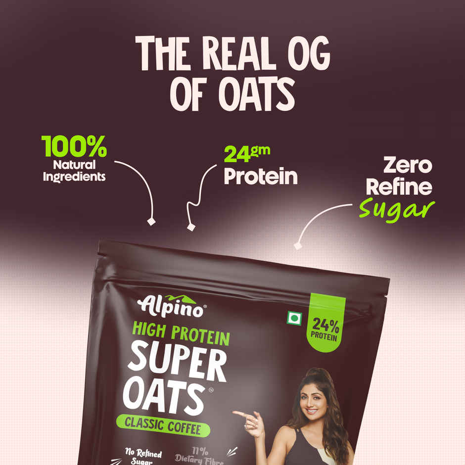 Alpino 24g High Protein Super Oats Classic Coffee with Rosemary Extract | No Refined Sugar & Salt