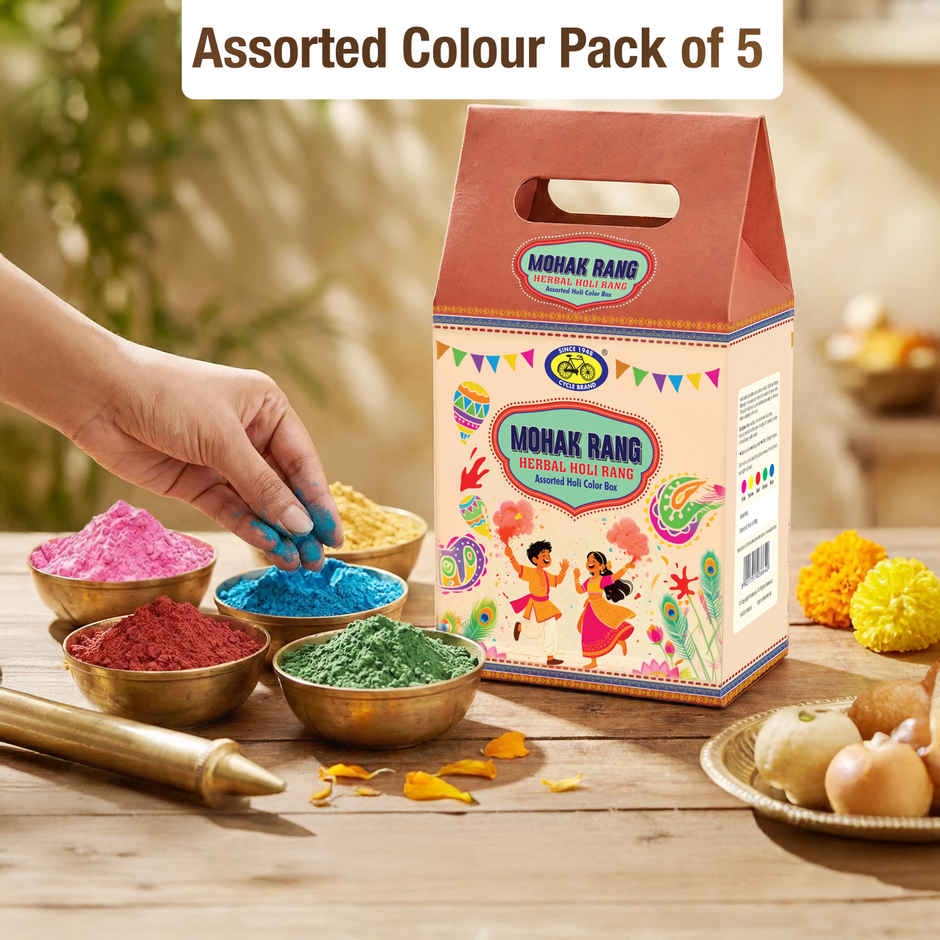 Mohak Rang Herbal Holi Rang Assorted Colour Box | 5 x 80 g | Cycle