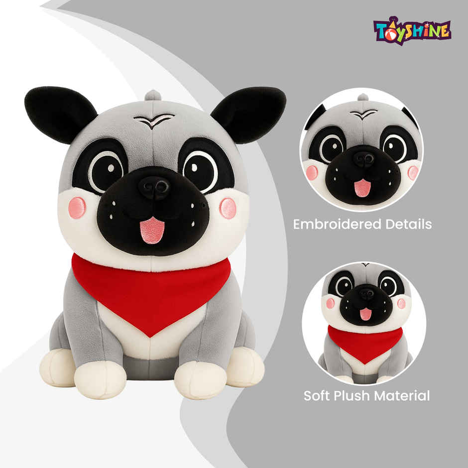 Spanker Puppy Soft Toy | Cute Plush Dog with Red Scarf for Kids Decor - 25 cm