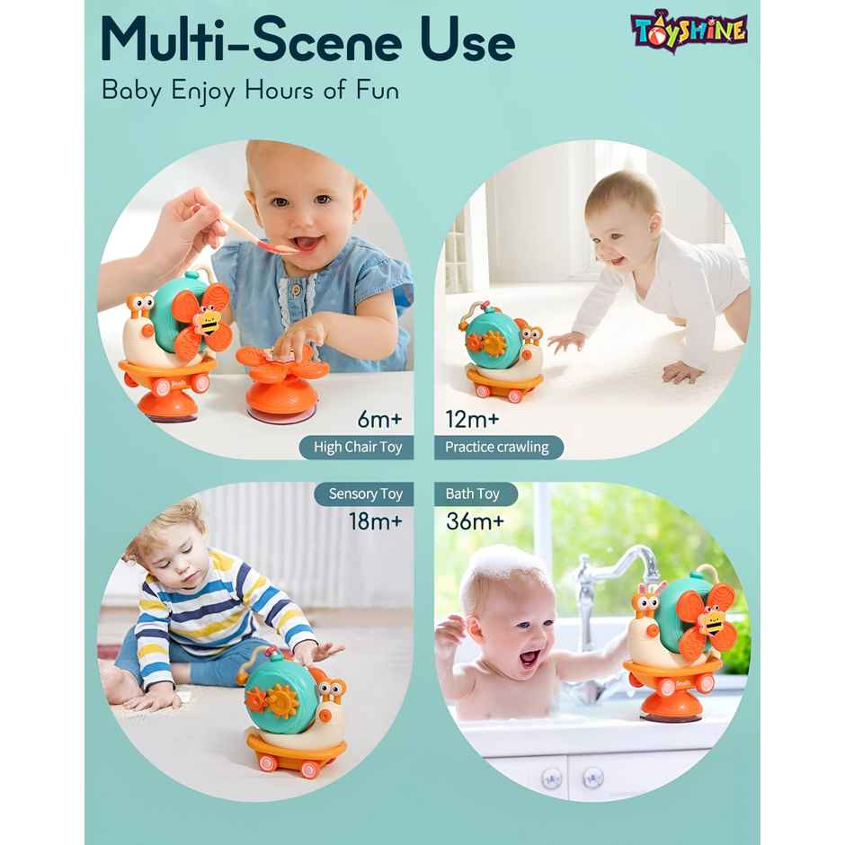 Toyshine Sensory High Chair Snail Toy With Suction Cup - Montessori Spinner Toy