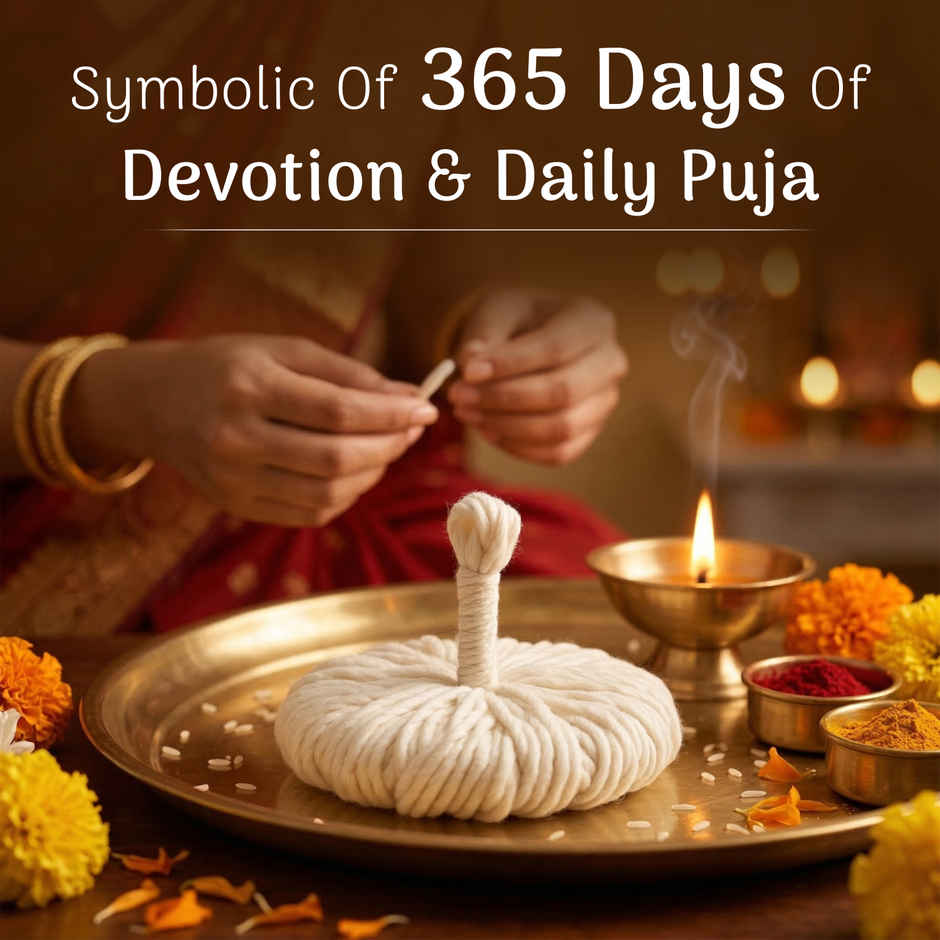 Navin 365 Cotton Wicks | White Diya Wicks for Oil Lamp | Deepam & Daily Pooja Use | House of Cycle