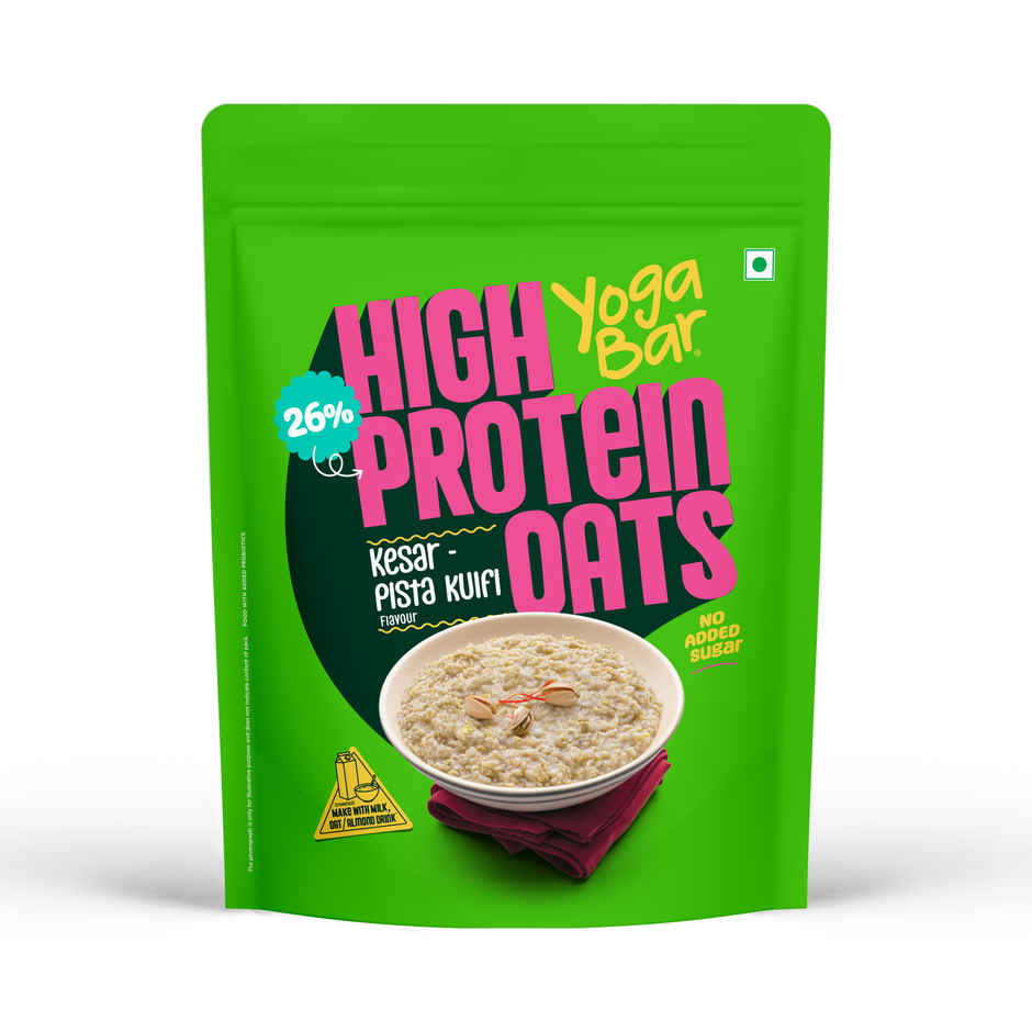 Yogabar 26g High Protein Oats| Kesar Pista Kulfi | No Refined Sugar