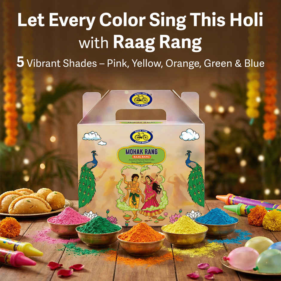 Mohak Rang Natural Holi Colour Box | Assorted Colour| 5 x 100 g | Cycle