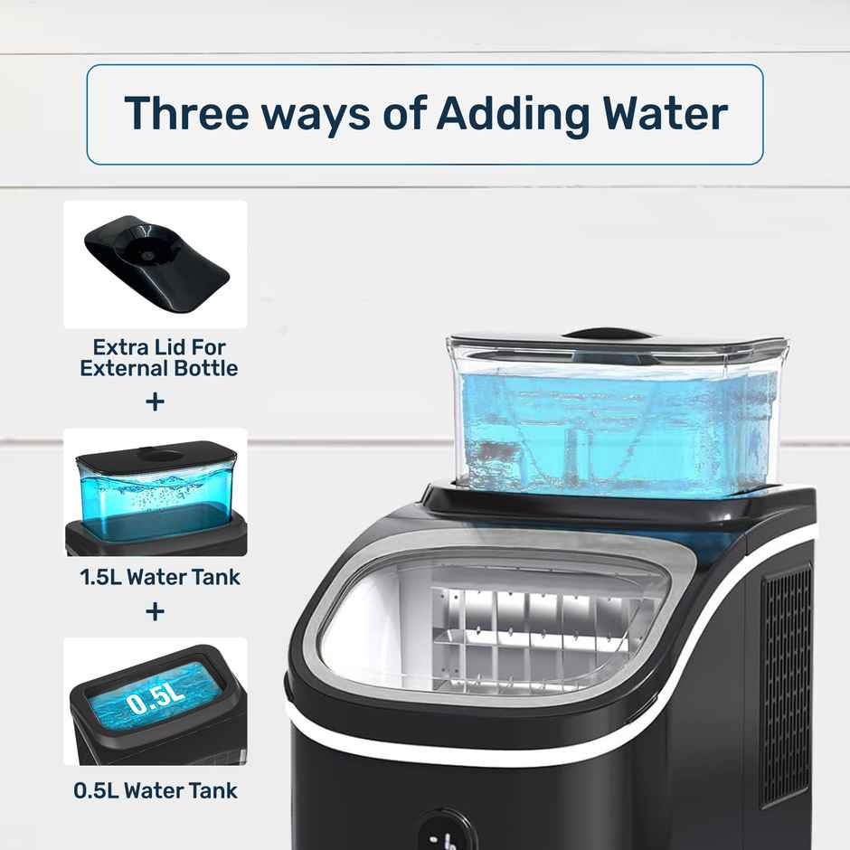 Kilig S01M Countertop Instant Clear Ice Maker Machine 16Pcs/12-20mins | 2 L Tank | 15Kg/Day | Black