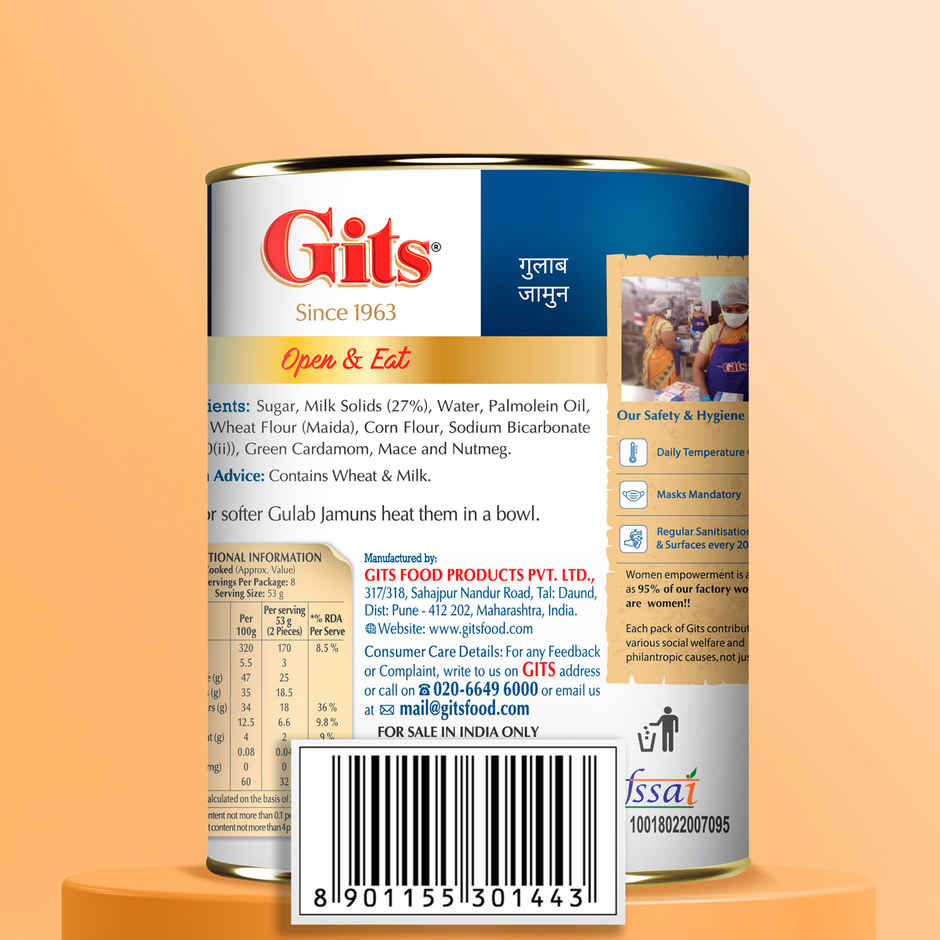 Gits Gulab Jamun Open & Eat Tin | Soft & Sweet